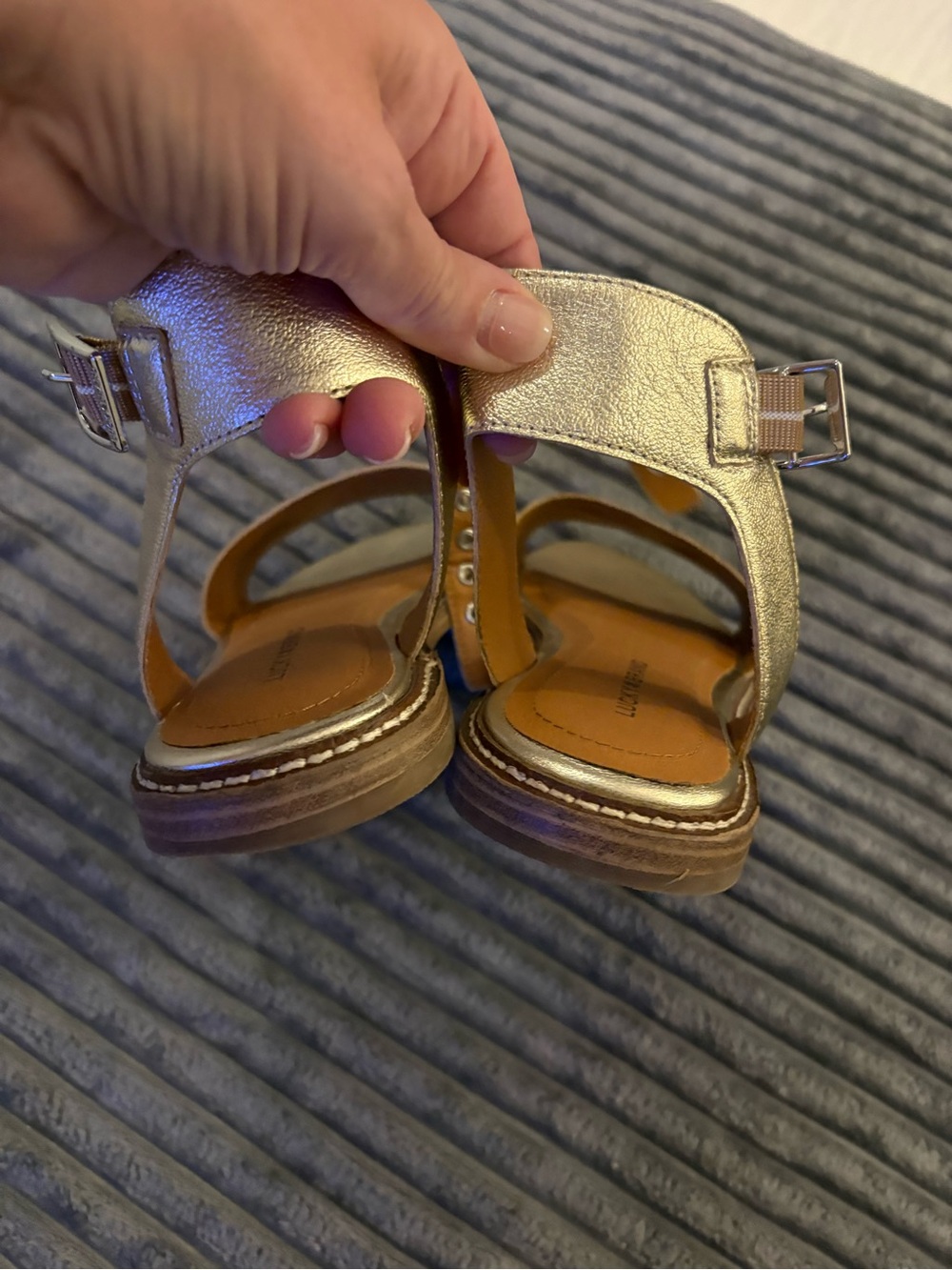 Lucky Brand Gold Ankle-Strap Sandals - Picture 6 of 8